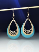 retro hollow carved Turkish orchid enamel creative exaggerated earringspicture8