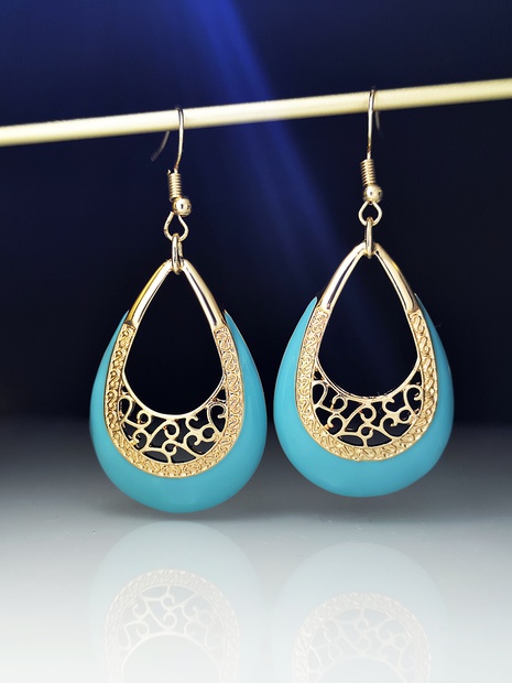 retro hollow carved Turkish orchid enamel creative exaggerated earrings's discount tags
