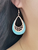 retro hollow carved Turkish orchid enamel creative exaggerated earringspicture9
