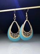 retro hollow carved Turkish orchid enamel creative exaggerated earringspicture11