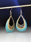 retro hollow carved Turkish orchid enamel creative exaggerated earringspicture12