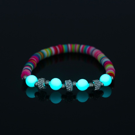 fashion white diamond ring beaded colorful soft pottery blue green luminous bracelet's discount tags