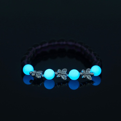 fashion simple butterfly beaded purple glass beads sky blue luminous bracelet  NHDB672638's discount tags