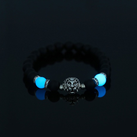 simple lion beaded black matte glass beads sky blue luminous beads bracelet NHDB672629's discount tags