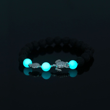New simple turtle scallop beaded black volcanic stone blue green luminous bracelet's discount tags