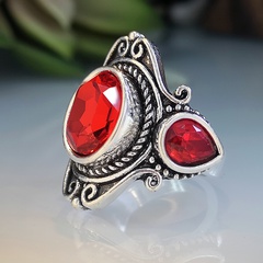 retro ruby ring  fashion electroplating Thai silver alloy ring