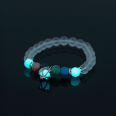 Bracelet de perles lumineuses bleues vertes perlées en pierre naturelle de fissure multicolore de mode