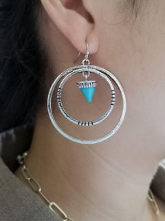retro creative large circle bullet turquoise gemstone earrings