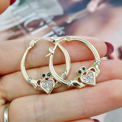 Fashion Peach Heart Earrings Creative Owl Gold Alloy Earrings