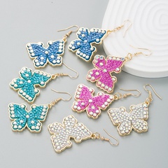 fashion alloy diamond butterfly drop earrings retro alloy earrings  NHLN667981