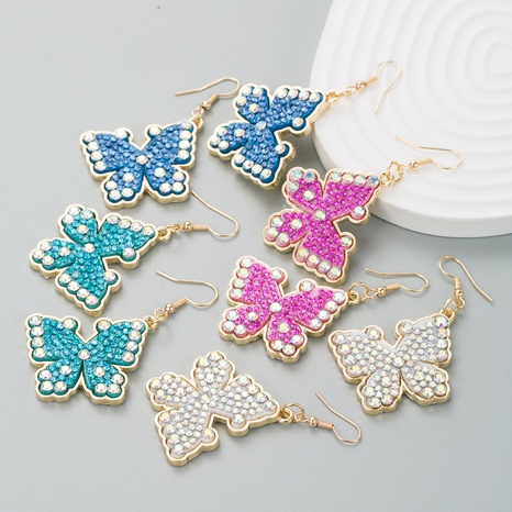 fashion alloy diamond butterfly drop earrings retro alloy earrings  NHLN667981's discount tags