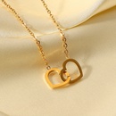 collier simple anneau double coeur en acier inoxydable or 18 carats en grospicture9