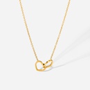 collier simple anneau double coeur en acier inoxydable or 18 carats en grospicture11