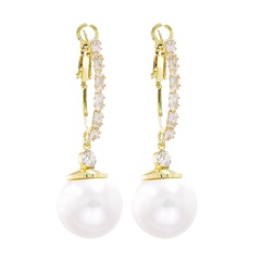 fashion inlaid pearl long pearl copper earrings wholesale