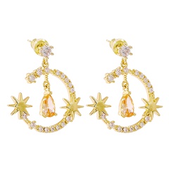 fashion inlaid zircon geometric C-shaped gypsophila copper earrings wholesale
