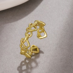 retro hollow heart chain open ring female fashion copper zircon index finger ring