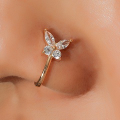 butterfly non-pierced nose clip copper inlaid zircon U-shaped nose ring