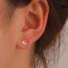 simple geometric plain hollow flower copper earrings wholesale