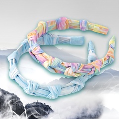 fashion contrast color printing colorful fabric multi-layer knotted tie-dye headbands