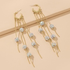 fashion long section rhinestone tassel alloy earrings simple drop earrings