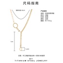 Venta al por mayor de cadena de clavcula colgante de doble anillo de moda de acero inoxidable perla barrocapicture6
