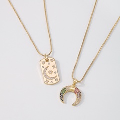 fashion star crescent square brand copper zircon necklace wholesale