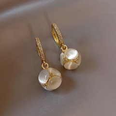 simple opal earrings female copper zircon ear buckles wholesale