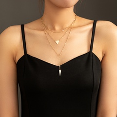 simple geometric multi-layered metal triangle pendant necklace wholesale