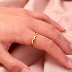 simple zircon gemstone small heart pentagram index finger copper open ring