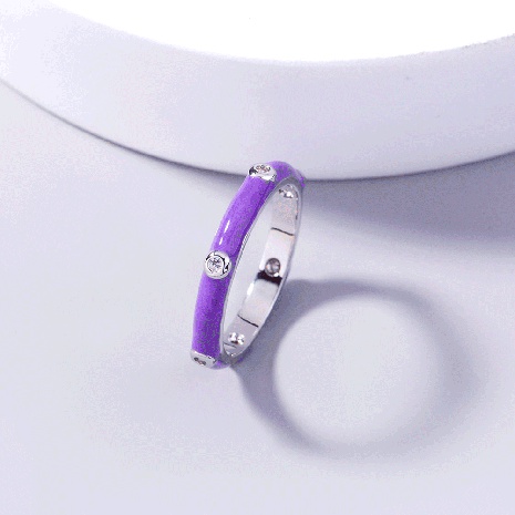simple women's colorful rainbow zircon enamel porcelain copper ring's discount tags