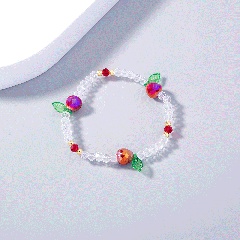 cute crystal fruit beaded elastic colorful peach lemon fruit bracelet