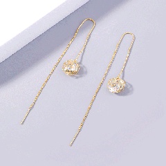 fashion long tassel rose zircon earrings simple alloy drop earrings