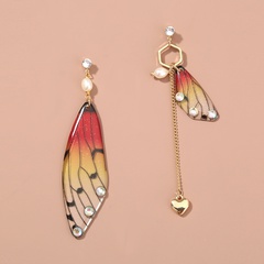 fashion colorful butterfly retro pearl alloy drop earrings