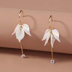 fashion imitation pearl white leaf earrings simple long tassel alloy drop earrings
