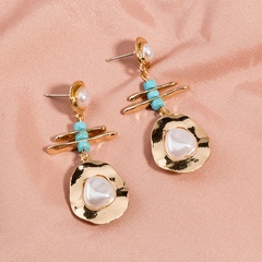 fashion geometric retro baroque pearl alloy tassel earrings