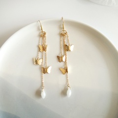fashion long tassel butterfly earrings simple alloy ear clip