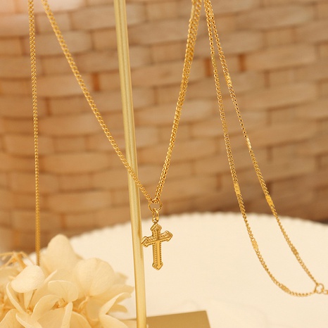 ensemble de collier bracelet en acier titane rétro 18k bijoux en alliage croix simple's discount tags