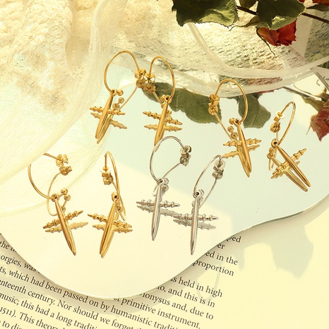 fashion cross earrings retro earrings titanium steel 18k earrings NHXIY668333's discount tags