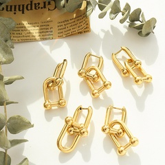 fashion horseshoe buckle earrings simple titanium steel 18k drop earrings