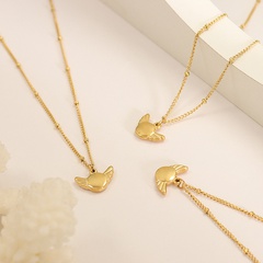 simple titanium steel wing geometric pendant 18k gold jewelry necklace wholesale