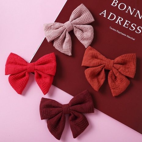 Cute bow children's hairpin jacquard cotton folded knot girl bangs clip  NHFNH668398's discount tags