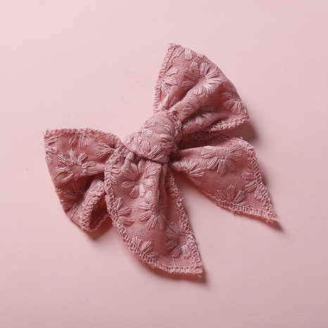 children's hairpin embroidery girl bow hairpin cotton linen clip NHFNH668403's discount tags