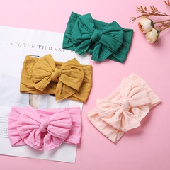 simple soft nylon swallowtail bow double-layer knotted wide headband