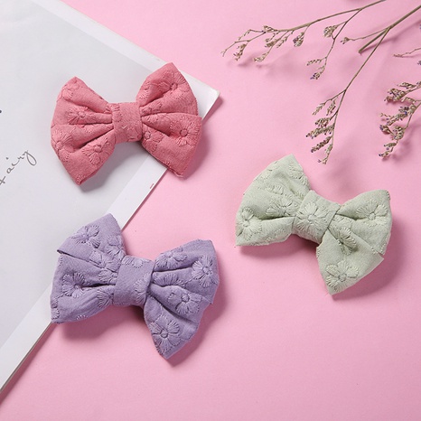 new children's stitching embroidery cotton bow multicolor flower bow hairpin's discount tags