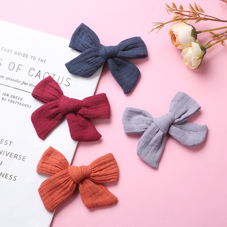 new cotton large bow hairpin children's cotton gauze multicolor bangs clip's discount tags
