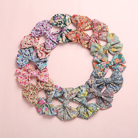 wholesale children's hair accessories cotton and linen small floral bow hairpin's discount tags