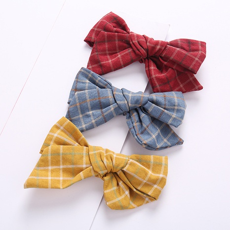 Wholesale Handmade Cotton Linen Big Plaid Bow Girls Hair Clips  NHFNH668424's discount tags