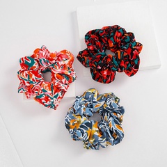 fashion printing hair ring flower contrast color hair accessories
