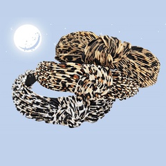 neue Leopardenmuster mit breiter Krempe, geknotete Falten und Haarschnalle im Großhandel