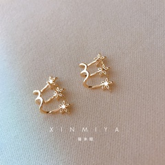 fashion flower earrings simple inlaid diamond alloy ear clip